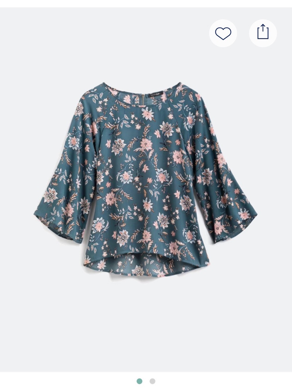 Papermoon Teal Floral Bell-Sleeve Blouse